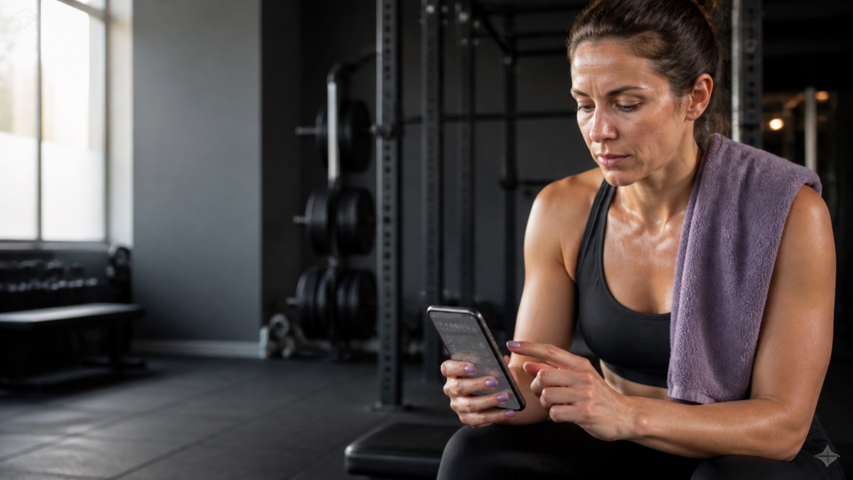 Athlete submitting workout proof on a phone after training